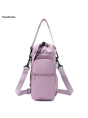 Insulated Water Bottle Carrier Bag Crossbody Strap Phone Pocket